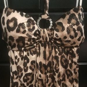 Leopard print halter dress